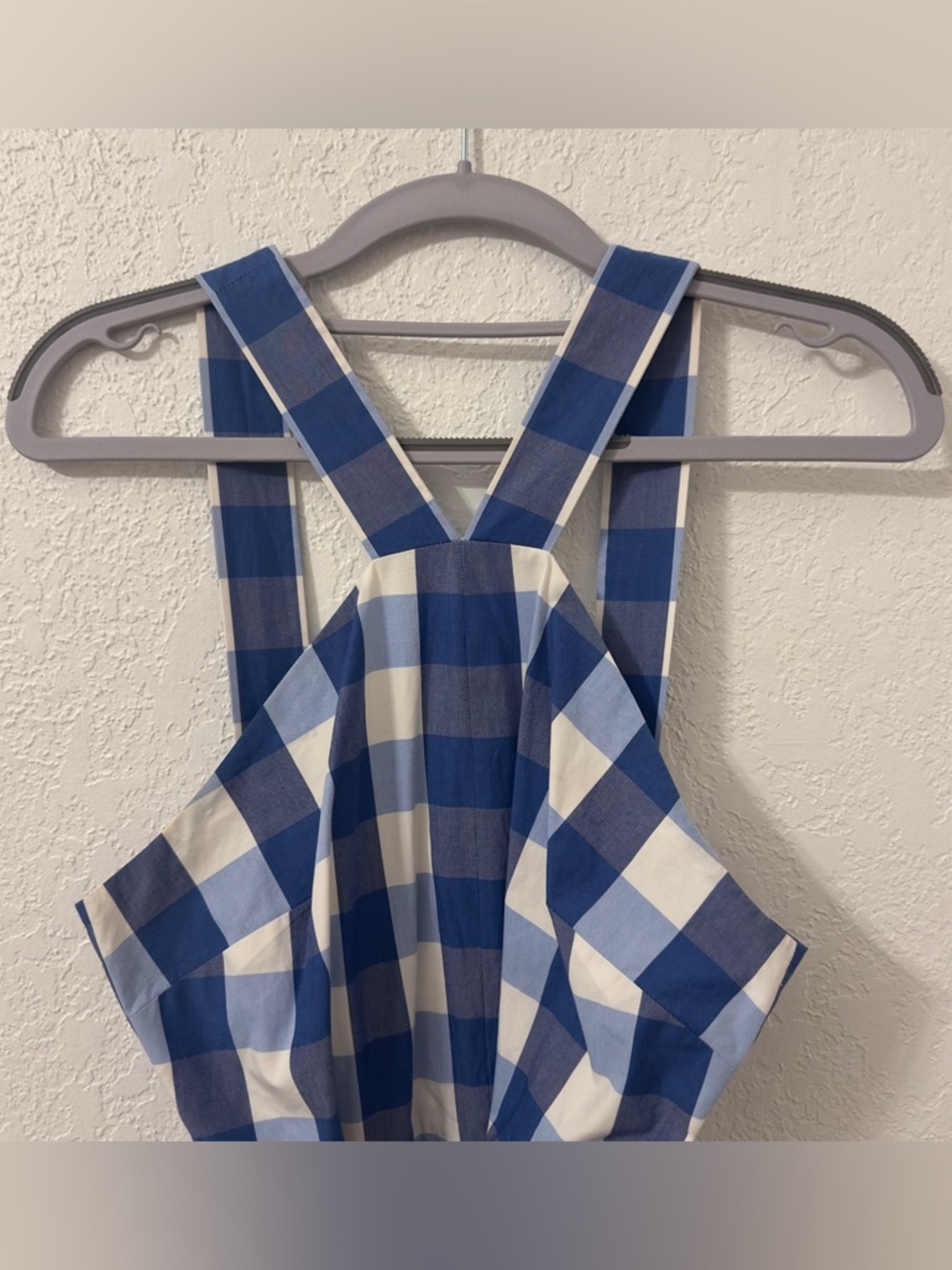 Draper James Blue and White Gingham Women’s Halter Bow Belt Dress - Picture 3 of 9